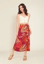 Saia Envelope Midi Em Viscose Com Transpasse E Faixa Estampa Flower Power