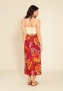 Saia Envelope Midi Em Viscose Com Transpasse E Faixa Estampa Flower Power
