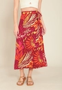Saia Envelope Midi Em Viscose Com Transpasse E Faixa Estampa Flower Power