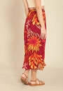 Saia Envelope Midi Em Viscose Com Transpasse E Faixa Estampa Flower Power