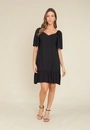 Vestido Curto Em Viscose Twill Manga Ampla