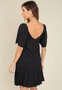 Vestido Curto Em Viscose Twill Manga Ampla
