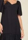 Vestido Curto Em Viscose Twill Manga Ampla