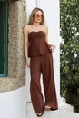 Calça Pantalona Em Viscolinho Com Bolso