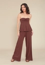 Calça Pantalona Em Viscolinho Com Bolso