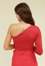 Blusa Ombro Só Manga Longa Com Franzido Ombro