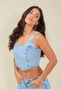 Blusa Corset Em Jeans Alça