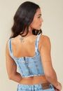 Blusa Corset Em Jeans Alça