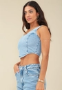 Blusa Corset Em Jeans Alça