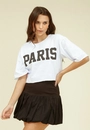 Blusa Cropped Em Meia Malha Com Estampa Paris