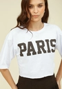 Blusa Cropped Em Meia Malha Com Estampa Paris