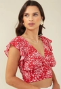Blusa Cropped Em Viscose Red Liberty
