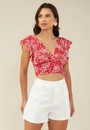 Blusa Cropped Em Viscose Red Liberty