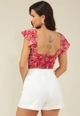 Blusa Cropped Em Viscose Red Liberty