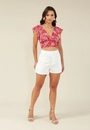 Blusa Cropped Em Viscose Red Liberty