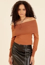 Blusa Tricô Manga Longa Ombro A Ombro