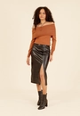 Blusa Tricô Manga Longa Ombro A Ombro