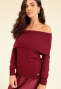 Blusa Tricô Manga Longa Ombro A Ombro