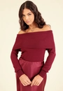 Blusa Tricô Manga Longa Ombro A Ombro
