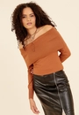 Blusa Tricô Manga Longa Ombro A Ombro