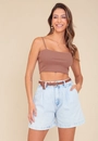 Cropped Com Alça Em Ribana Canelada