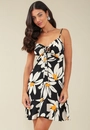 Vestido Curto Em Viscose Com Alça Estampa Margarida