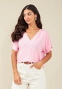 Blusa Em Viscolinho Decote V E Manga Ampla
