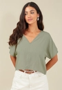 Blusa Em Viscolinho Decote V E Manga Ampla