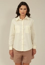 Camisa Em Tricoline Com Bolsos Barra Arredondada