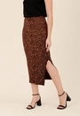 Saia Midi Em Tricô Jaquard Animal Print