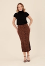 Saia Midi Em Tricô Jaquard Animal Print