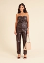 Cropped Em Pu Com Busto Franzido