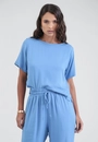 Blusa Em Viscose Twill Manga Curta
