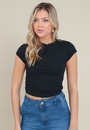 Blusa Em Malha Manga Curta Com Franzido Lateral