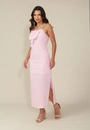 Vestido New Midi Alca Com Flor Aplicada Em Linho