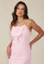 Vestido New Midi Alca Com Flor Aplicada Em Linho