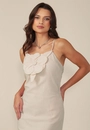 Vestido New Midi Alca Com Flor Aplicada Em Linho