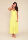 Vestido New Midi Em Laise Com Alças E Recortes