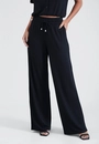 Calça Wide Leg Em Malha Texturizada Cós Com Elástico