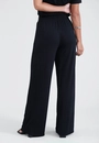 Calça Wide Leg Em Malha Texturizada Cós Com Elástico