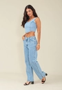 Calça Jeans Reta Abertura Na Barra