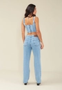 Calça Jeans Reta Abertura Na Barra