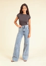 Calça Jeans Wide Leg Com Elastano