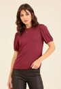 Blusa Mangacurta Bufante Em Malha Texturizada