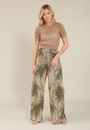 Calça Pantalona Em Viscose Com Lurex Estampa Folhagem
