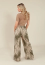 Calça Pantalona Em Viscose Com Lurex Estampa Folhagem