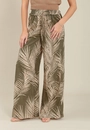 Calça Pantalona Em Viscose Com Lurex Estampa Folhagem