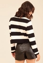 Blusa Tricô Manga Longa Gola Polo Listrada