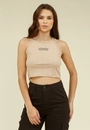Blusa Cropped Sem Manga Malha Canelada