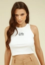 Blusa Cropped Sem Manga Malha Canelada